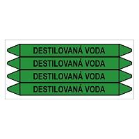 Značení potrubí, destilovaná voda,4 ks, 250 × 26 mm